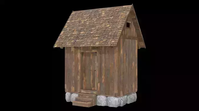Primitive Wooden Cottage with interior
