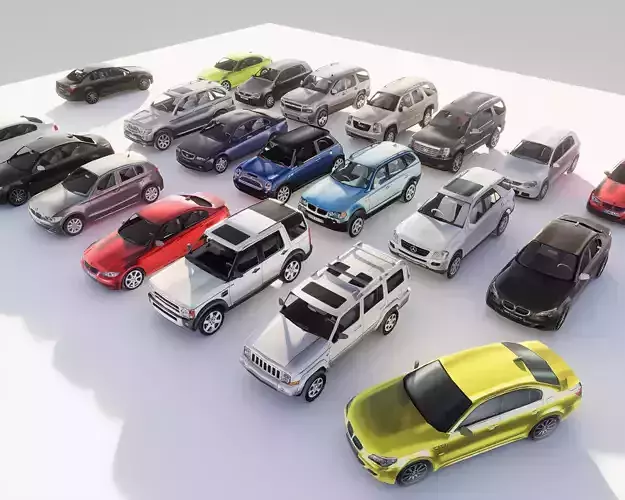 Low Poly Parking lot cars