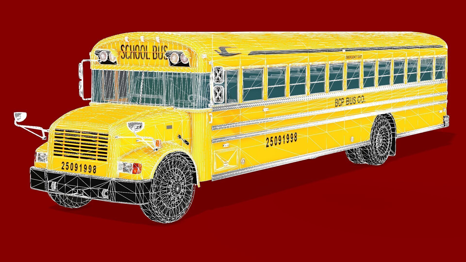 SCHOOL BUS Low-poly 3D model_12