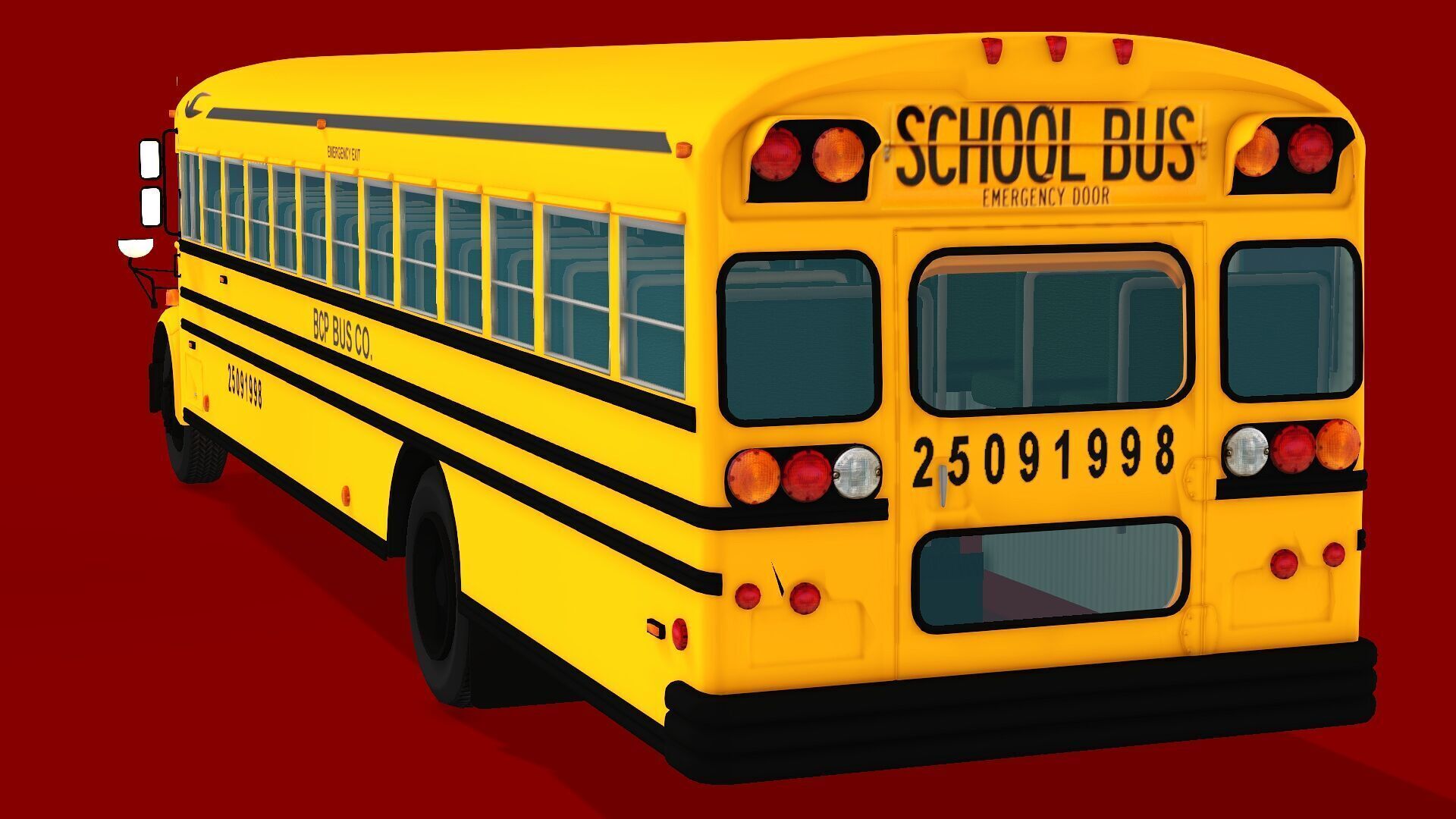 SCHOOL BUS Low-poly 3D model_6