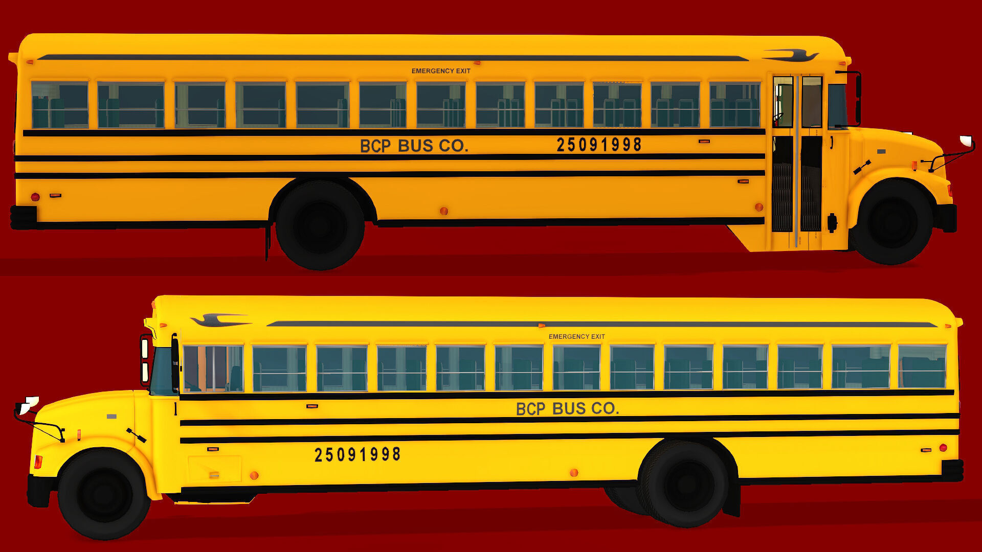 SCHOOL BUS Low-poly 3D model_3