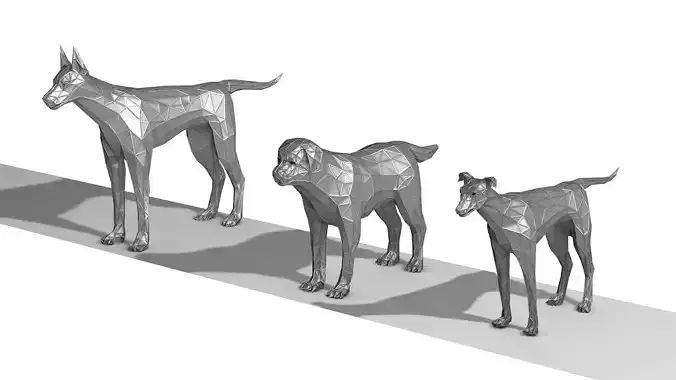 Polygonal figures of dogs