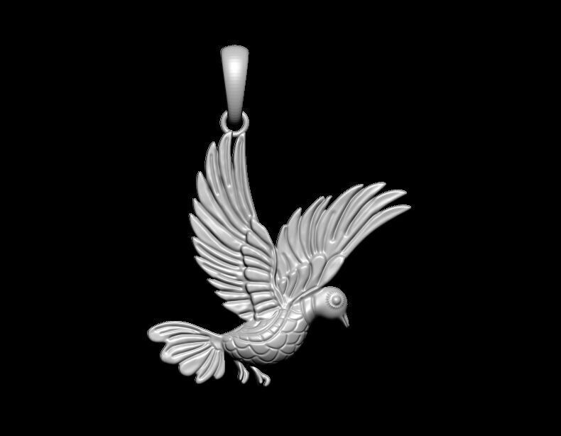 Pigeon Pendant 3D print model_3