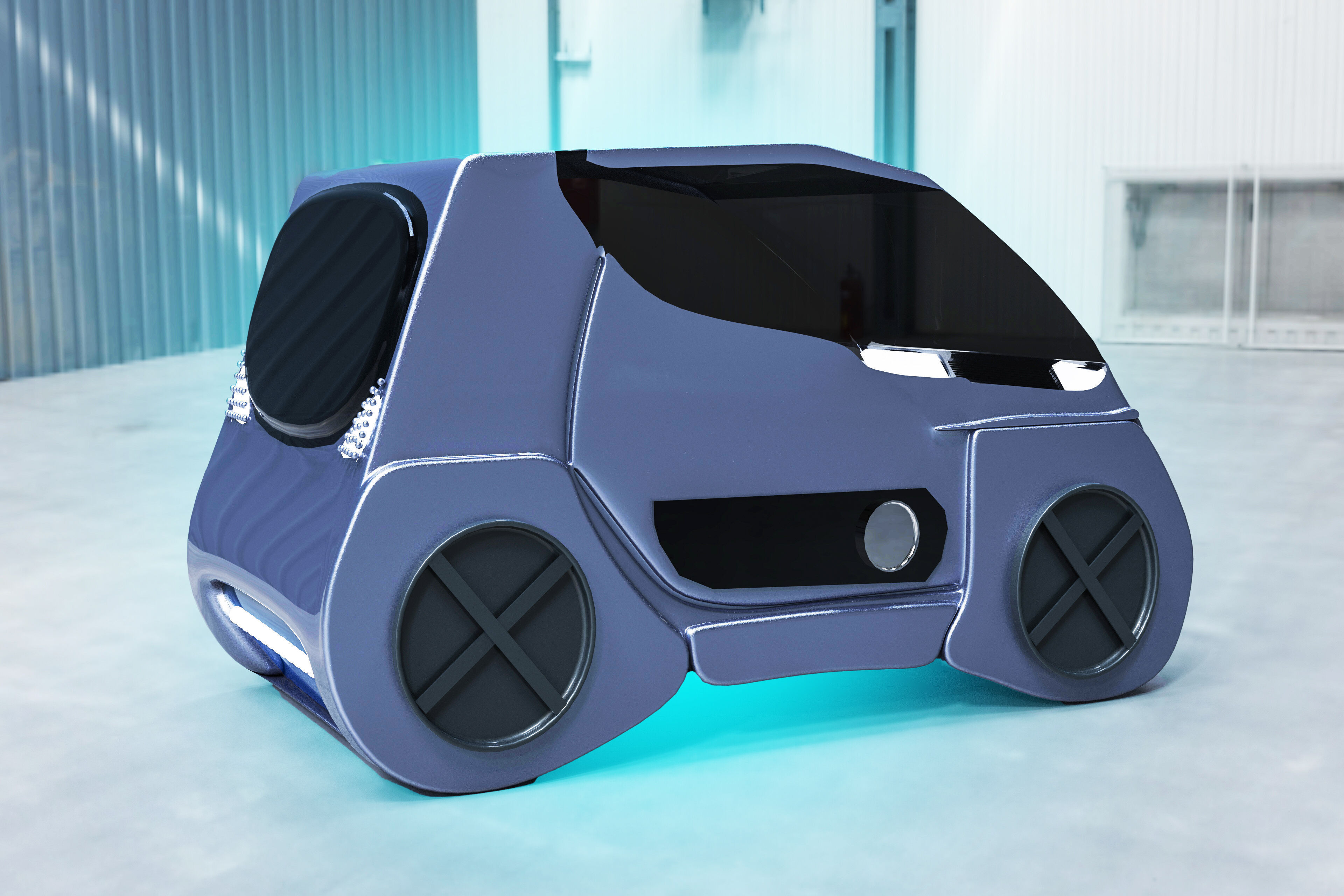 Futuristic Sci-Fi Mini Car 3D Model Realistic Low-poly 3D model_2