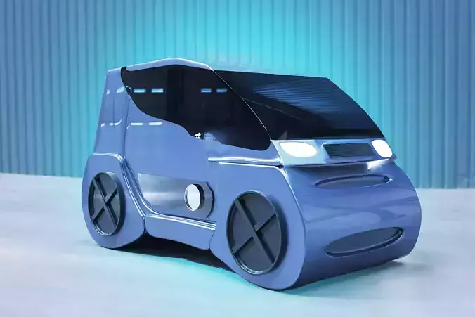 Futuristic Sci-Fi Mini Car 3D Model Realistic Low-poly 3D model