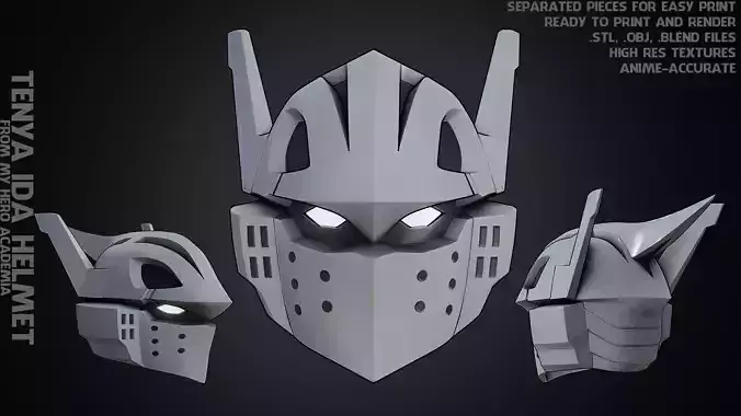 My Hero Academia Tenya Iida Ingenium Helmet for Cosplay 3D print model