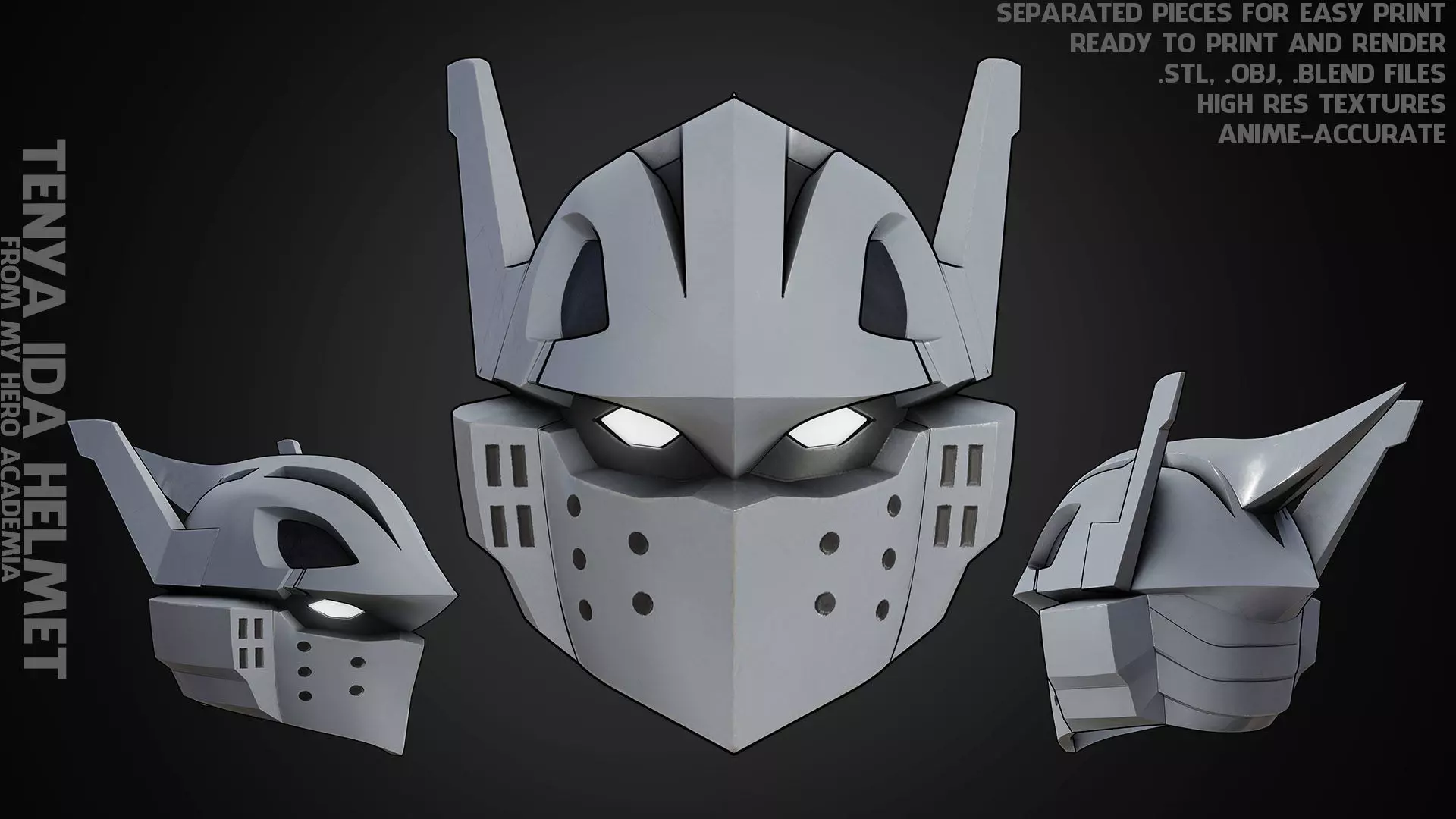 My Hero Academia Tenya Iida Ingenium Helmet for Cosplay 3D print model_0