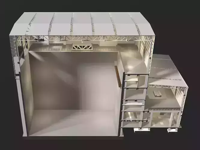 Industrial building in section cut 25i14