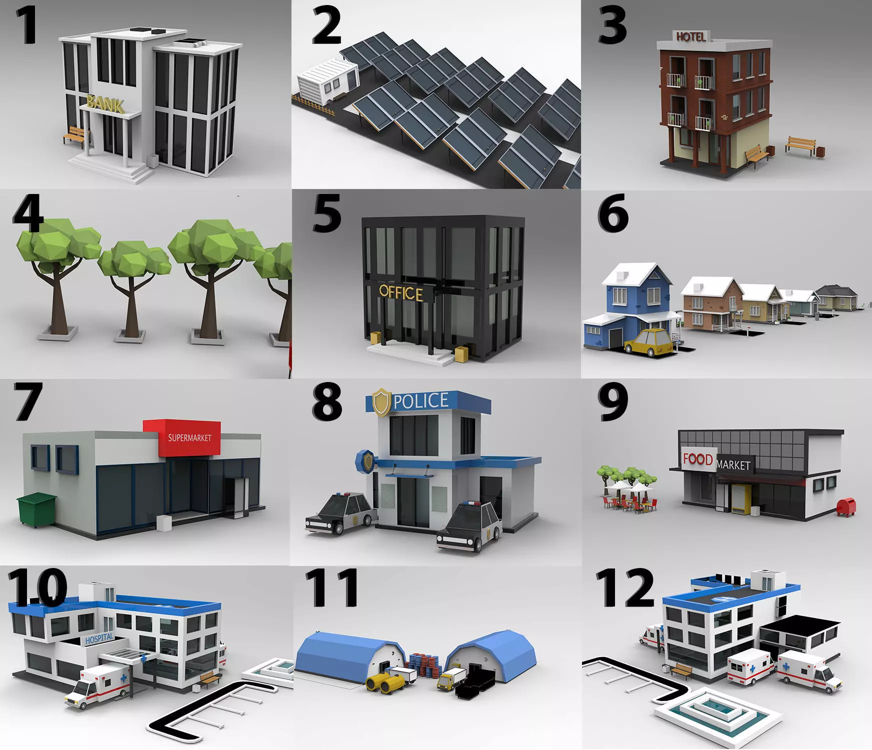 17 low poly City  Pack Low Poly Assets Low poly 3D Model Low-poly 3D model_0