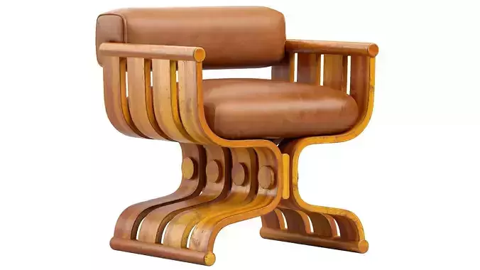 Sculpturan Armchair With Organic Curves In Walnut