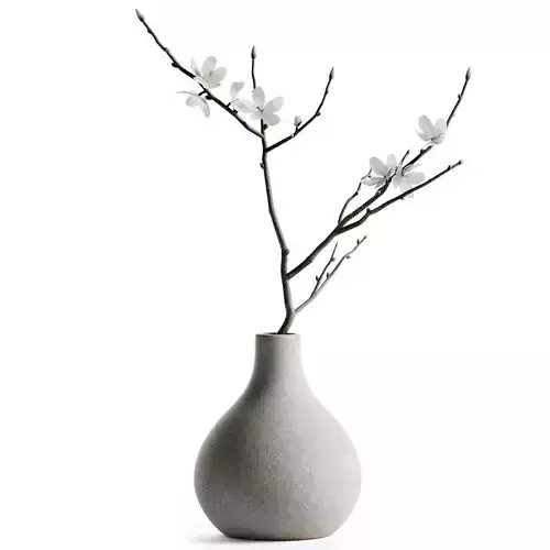 Japandi Vase With Blossom Branch