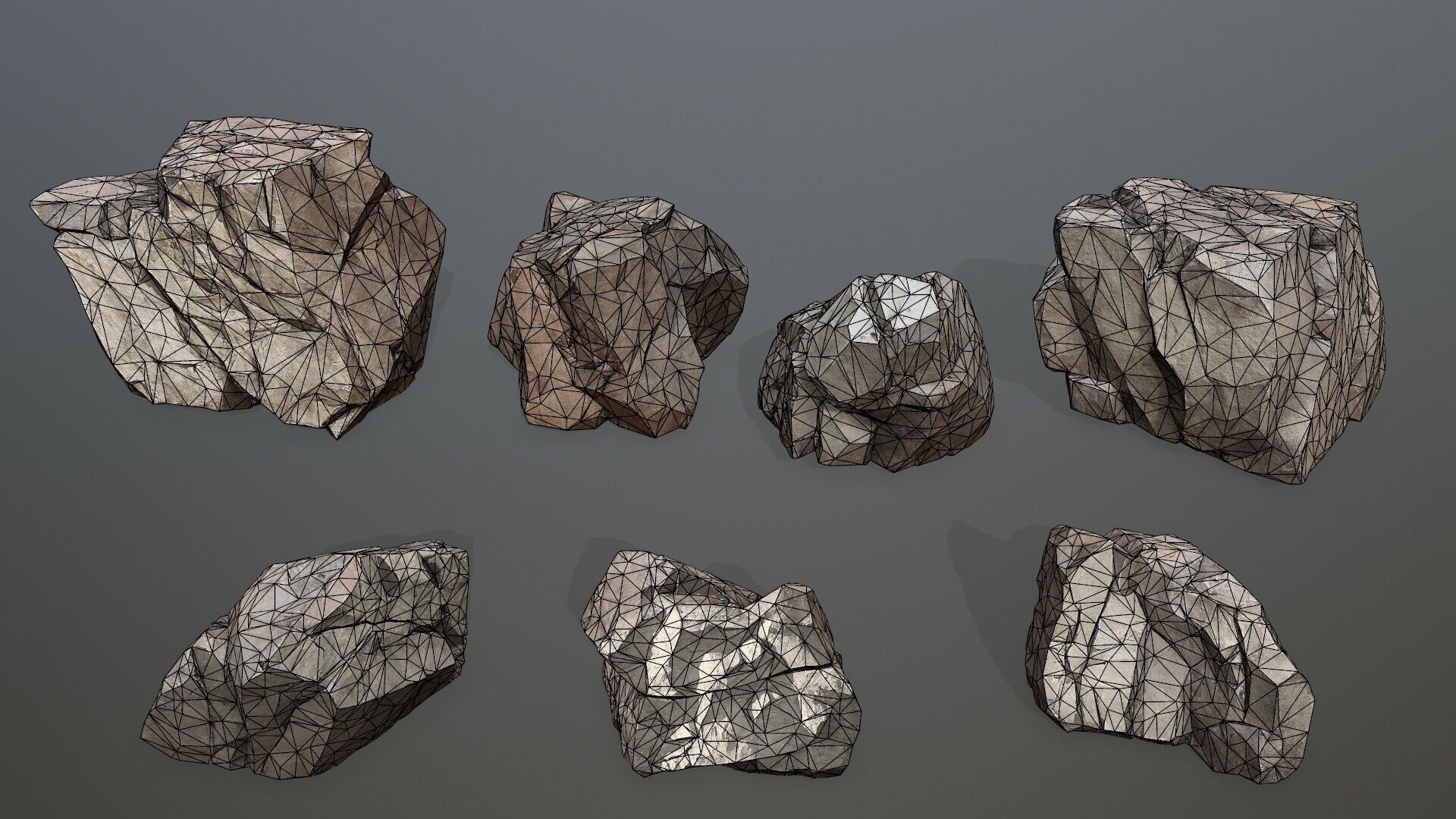 desert rocks Low-poly 3D model_16