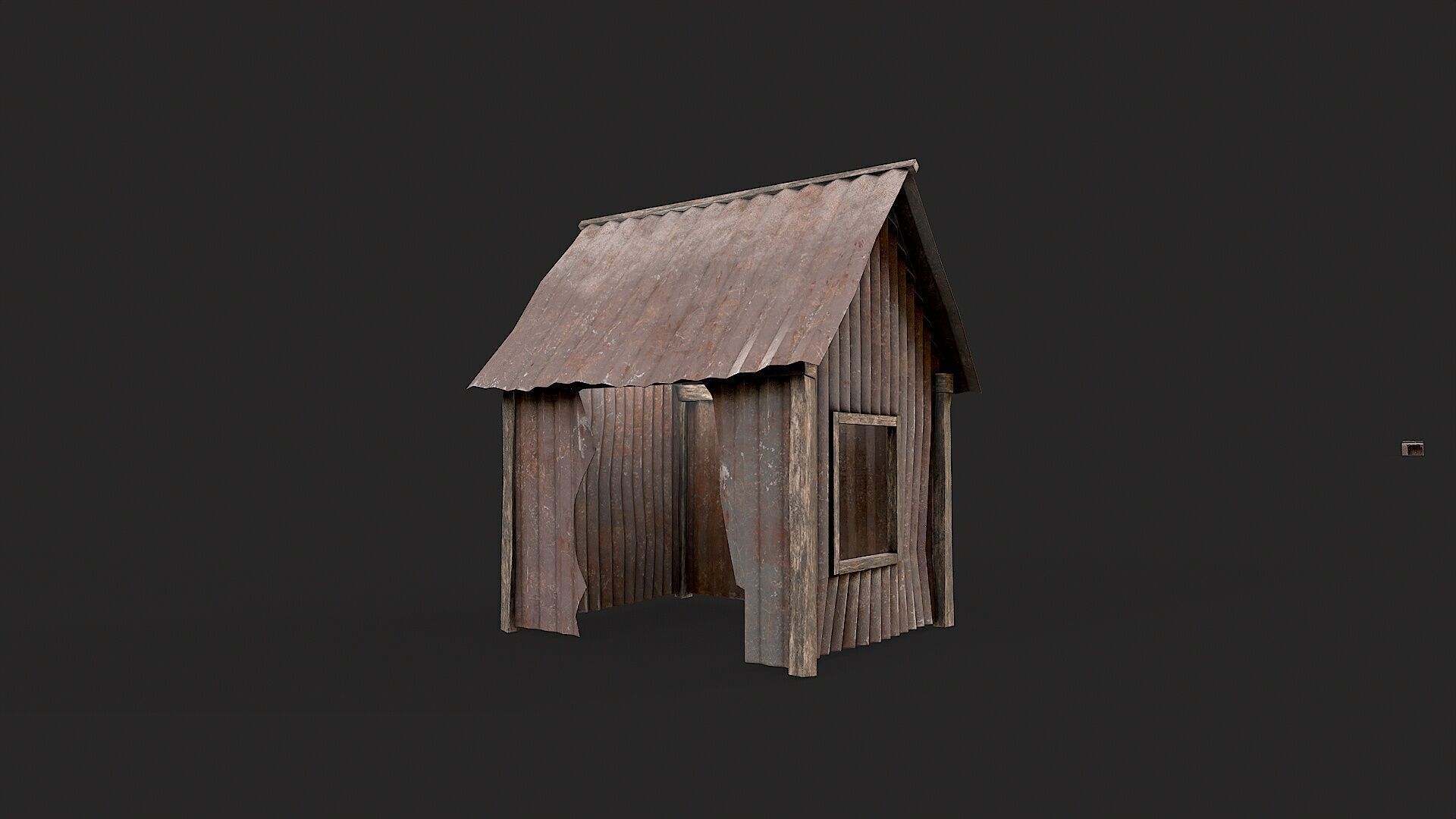 Metal Plates Hut Collection Low-poly 3D model_9