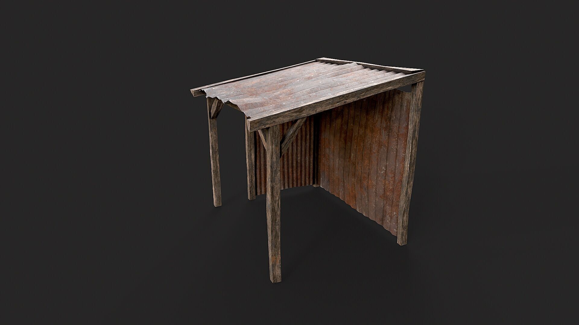 Metal Plates Hut Collection Low-poly 3D model_5