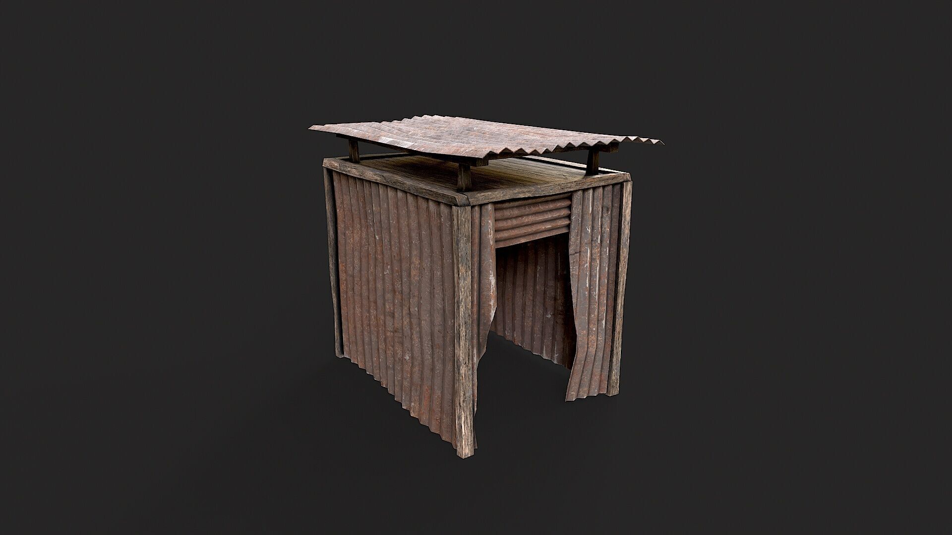 Metal Plates Hut Collection Low-poly 3D model_10