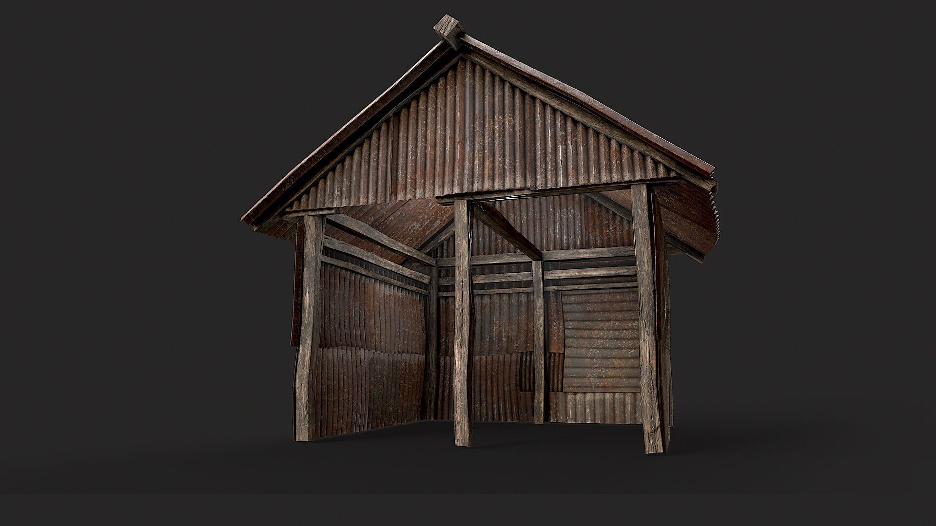 Metal Plates Hut Collection Low-poly 3D model_18