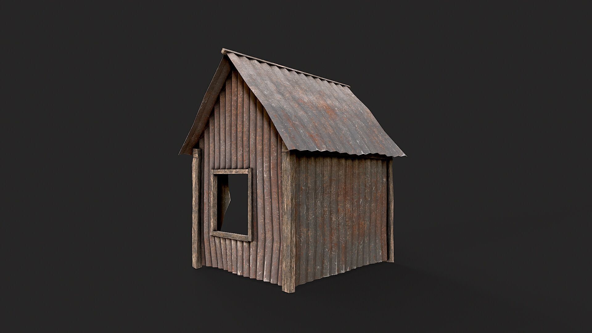 Metal Plates Hut Collection Low-poly 3D model_3