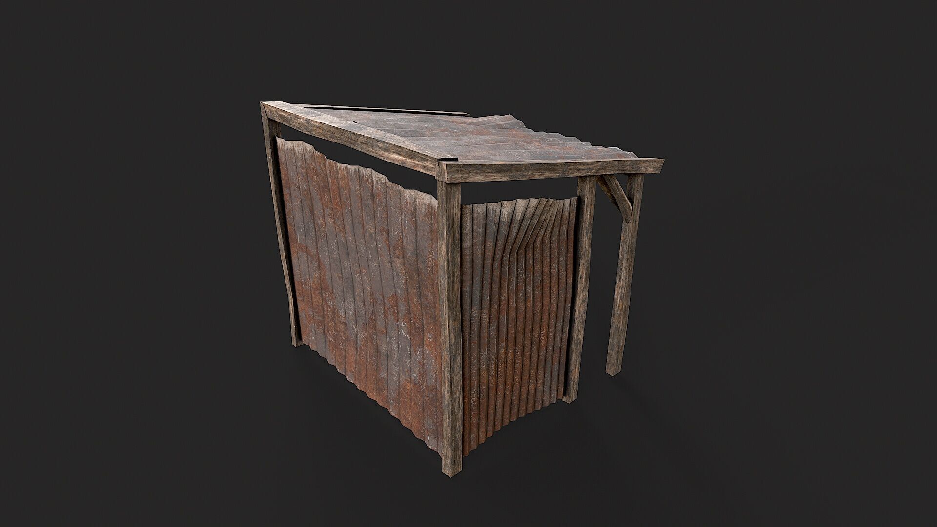 Metal Plates Hut Collection Low-poly 3D model_16
