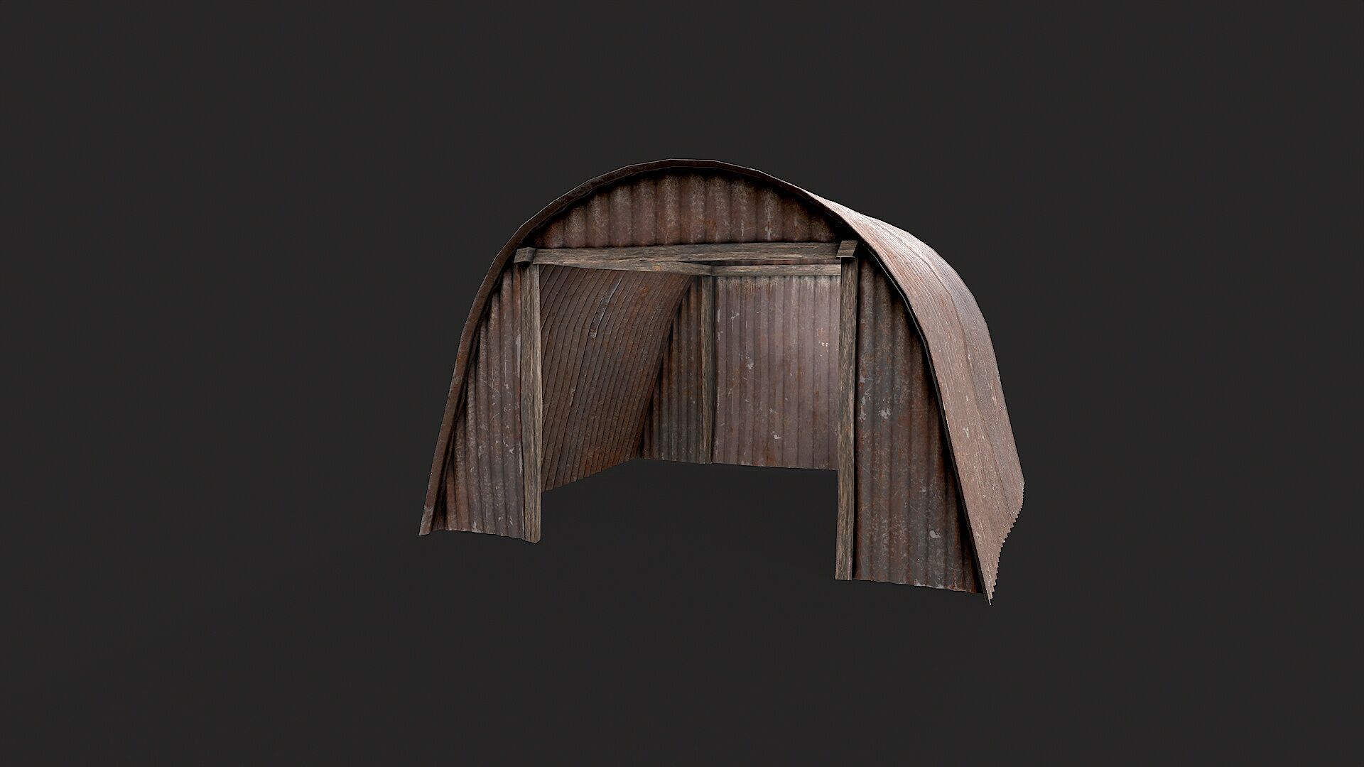 Metal Plates Hut Collection Low-poly 3D model_7