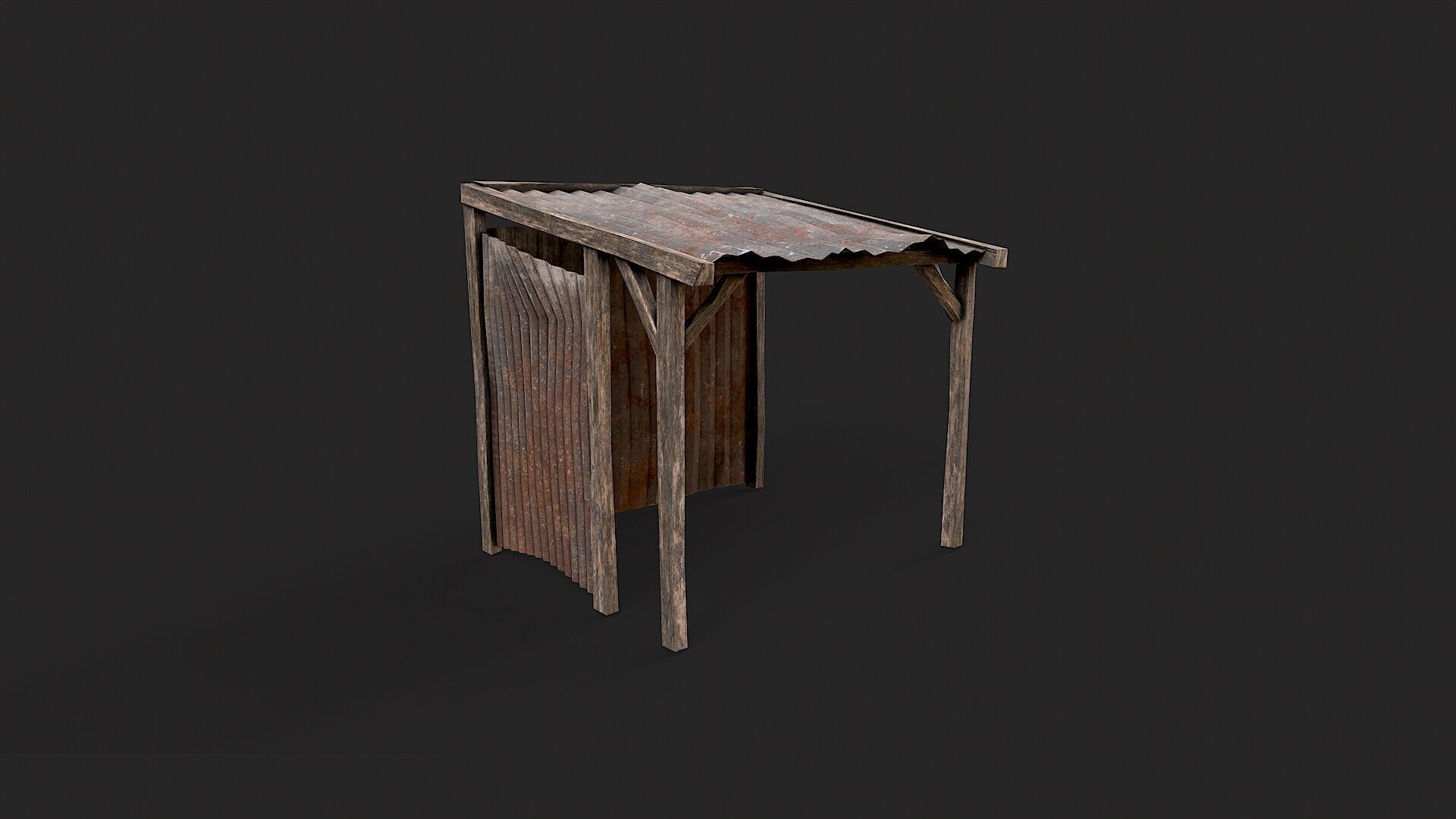 Metal Plates Hut Collection Low-poly 3D model_4