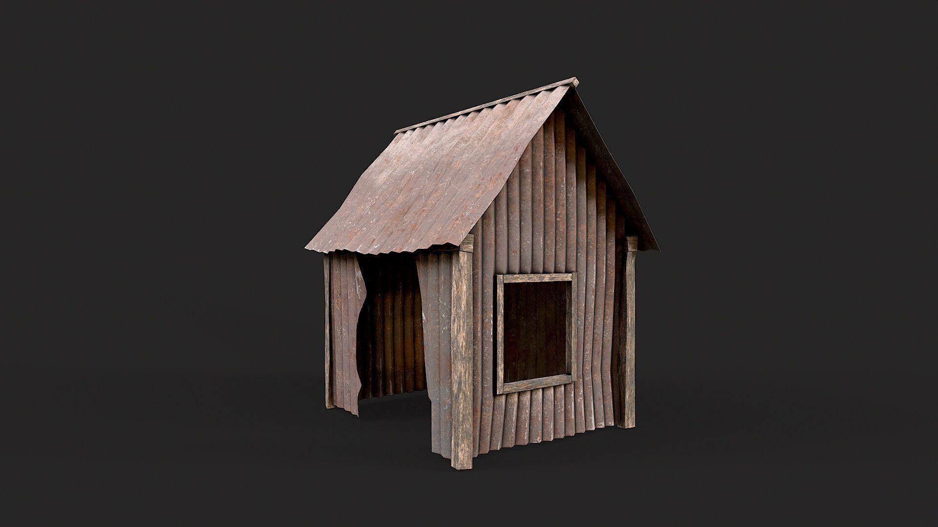 Metal Plates Hut Collection Low-poly 3D model_11