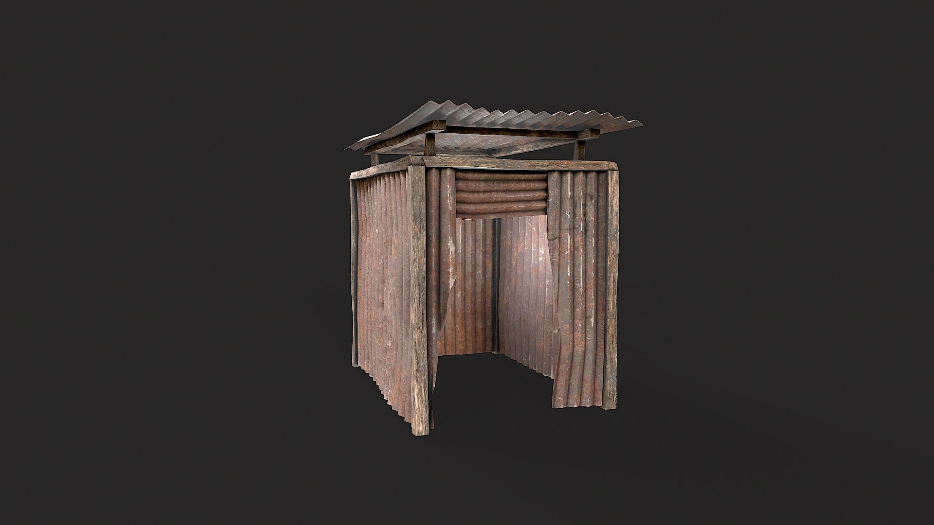 Metal Plates Hut Collection Low-poly 3D model_15