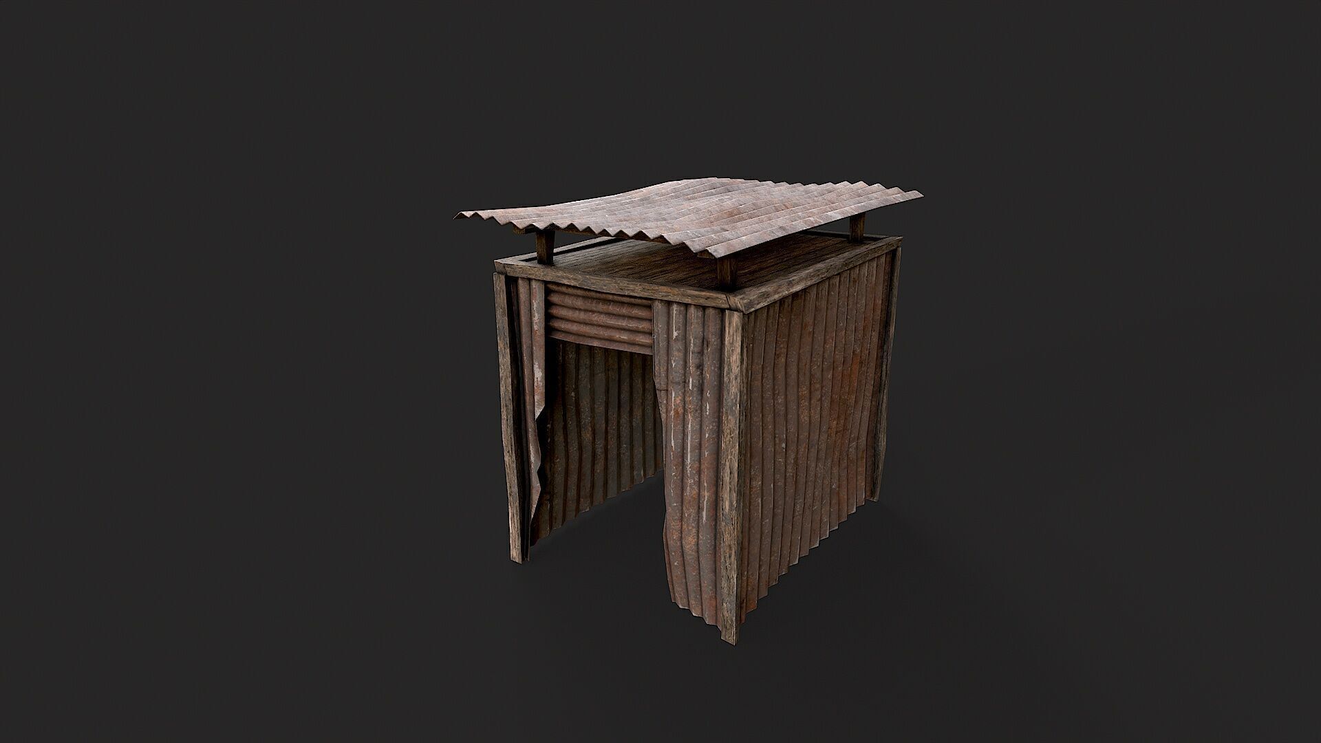 Metal Plates Hut Collection Low-poly 3D model_13