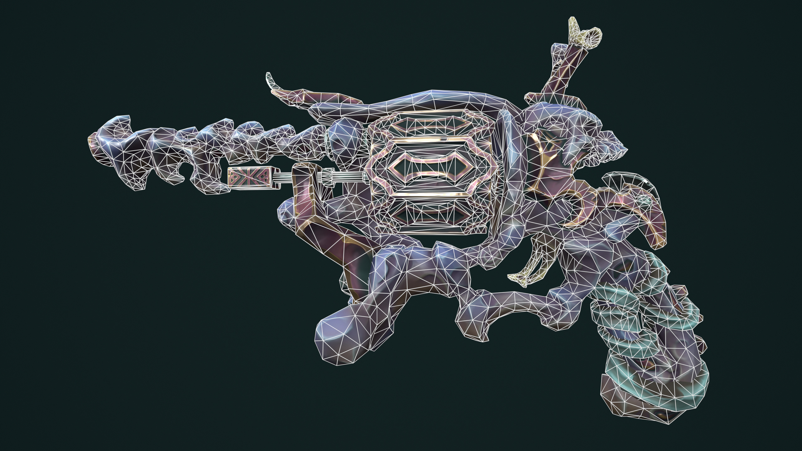 Stylized undead revolver Low-poly 3D model_1