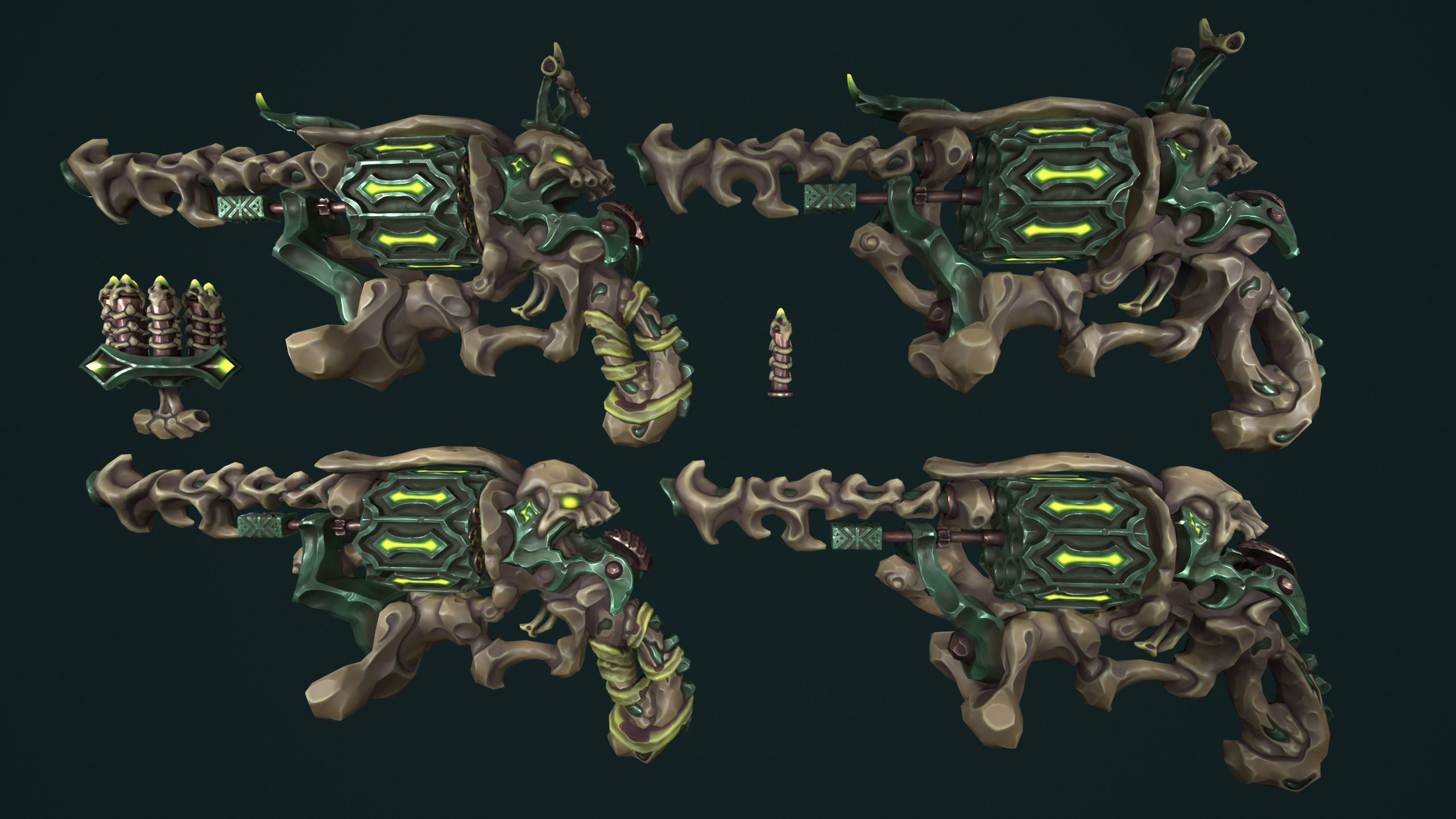 Stylized undead revolver Low-poly 3D model_18