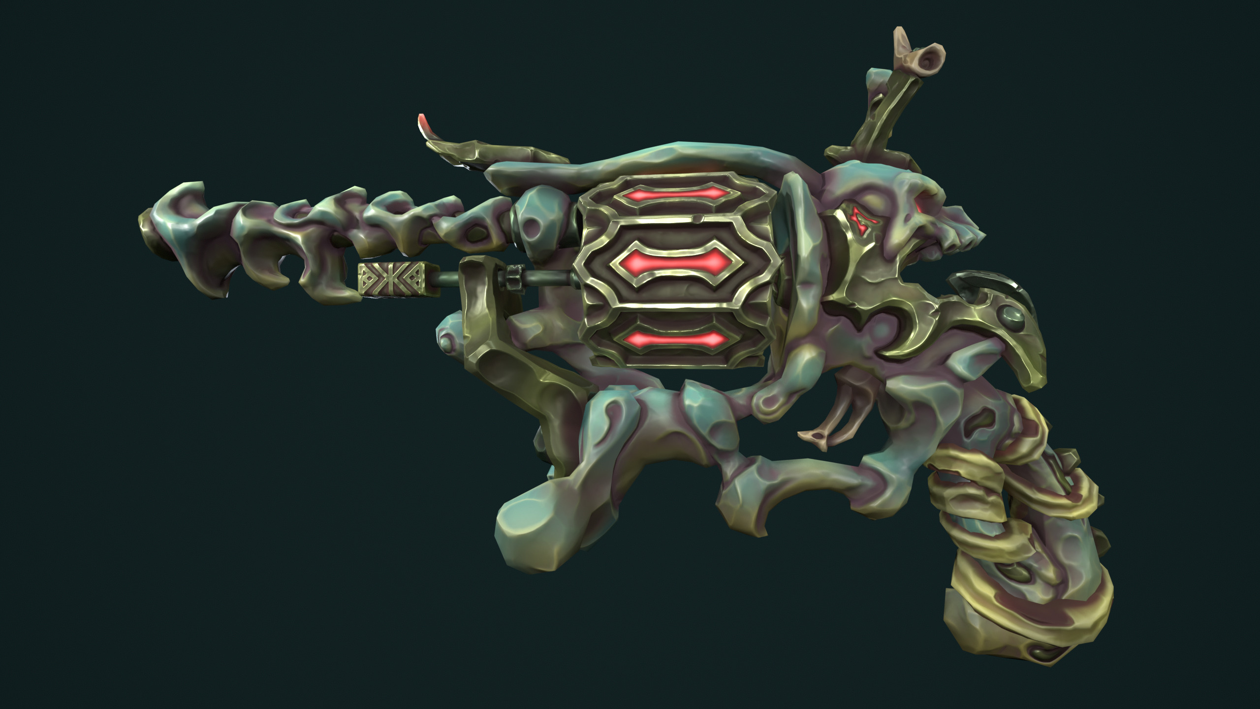 Stylized undead revolver Low-poly 3D model_8