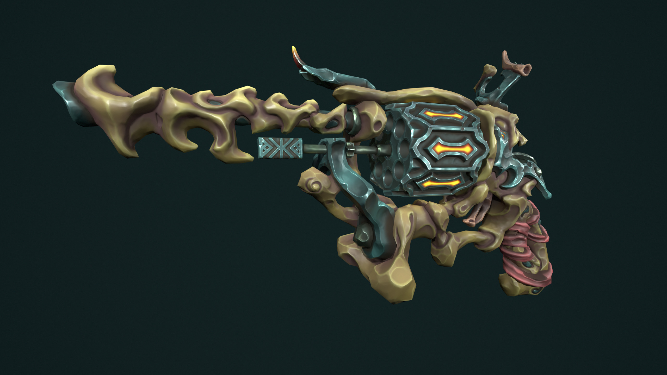 Stylized undead revolver Low-poly 3D model_10