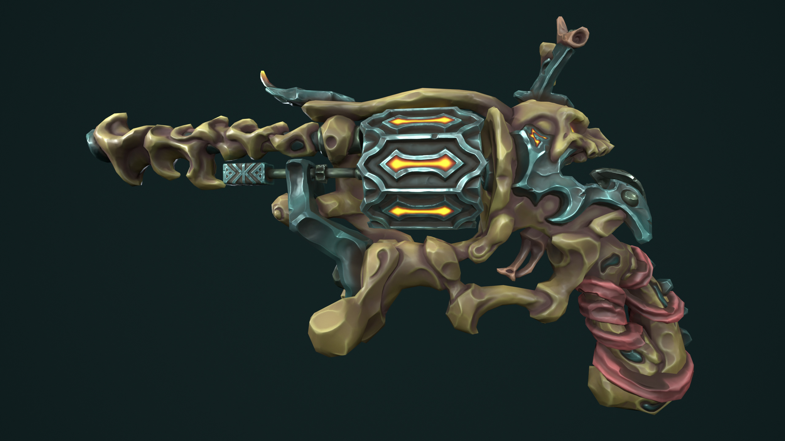 Stylized undead revolver Low-poly 3D model_3