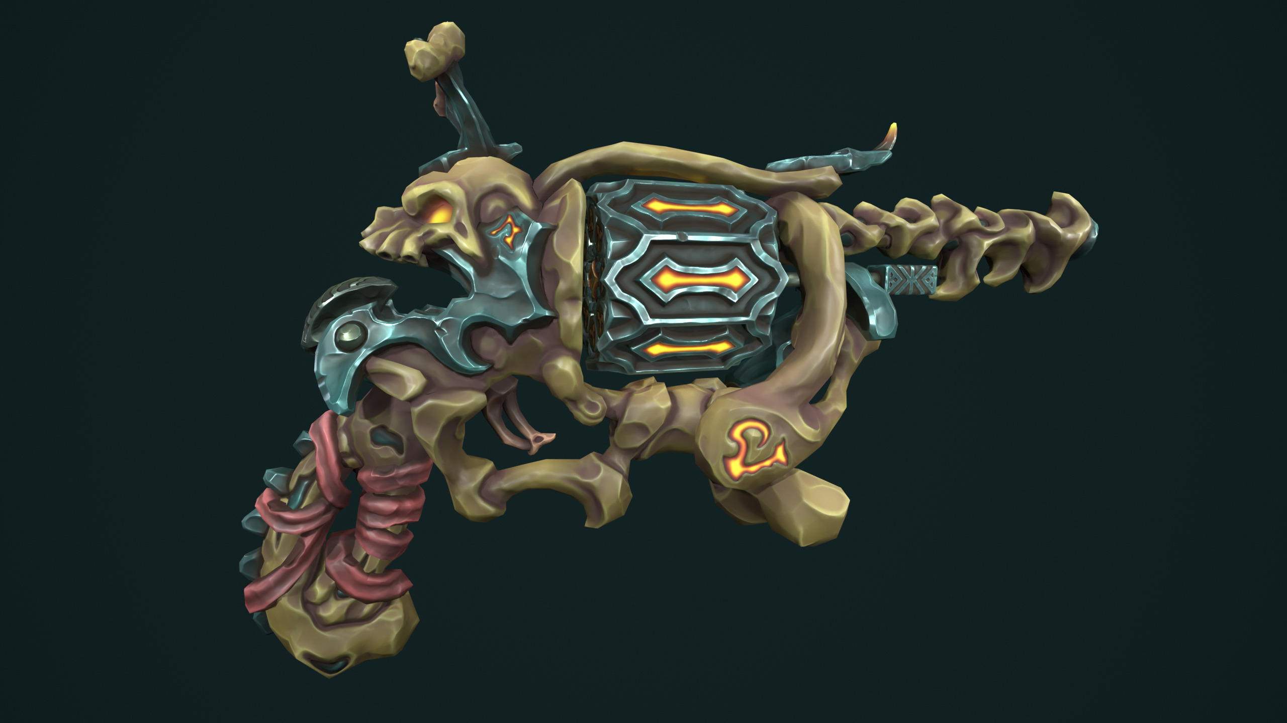 Stylized undead revolver Low-poly 3D model_11