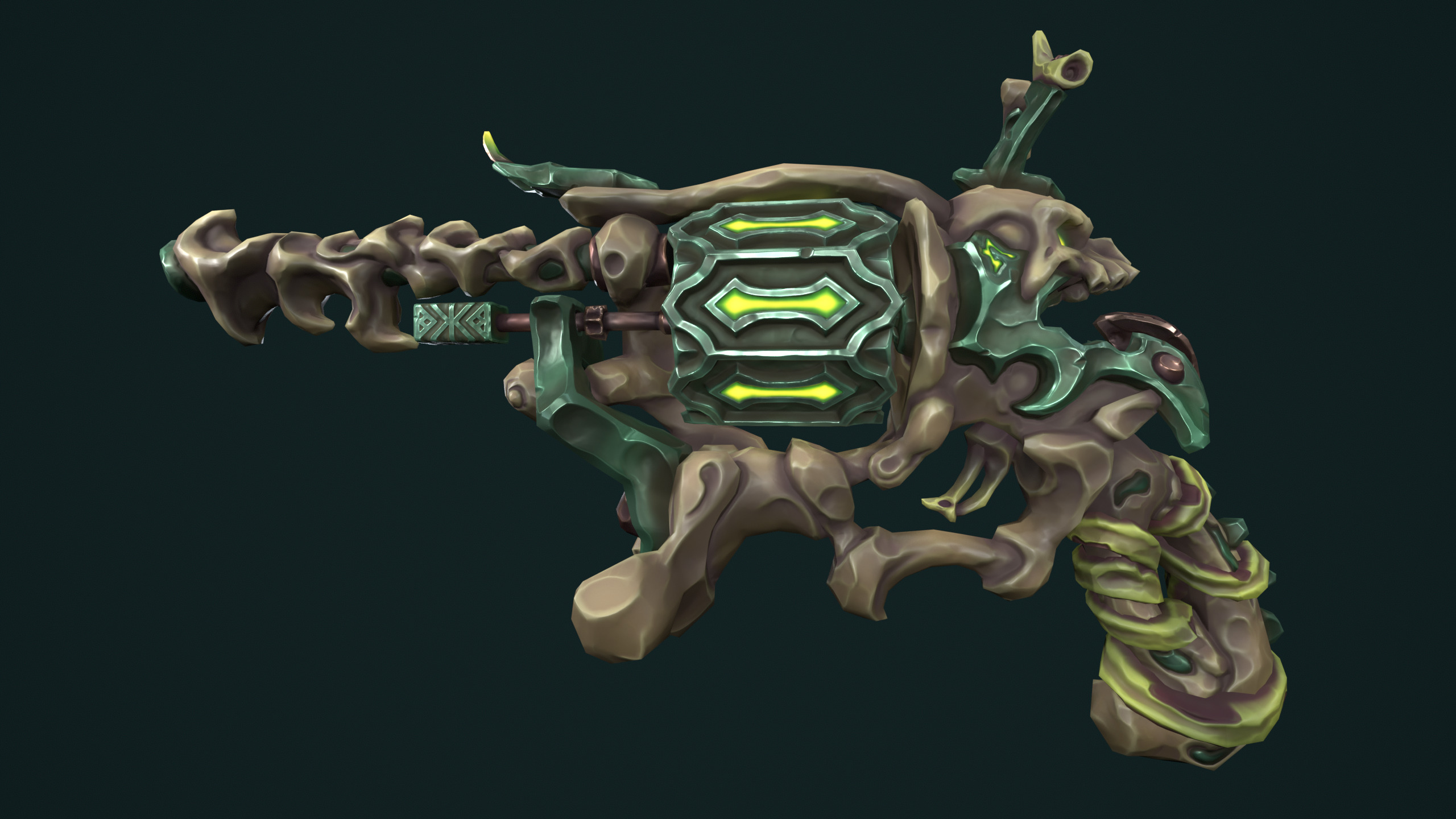 Stylized undead revolver Low-poly 3D model_5