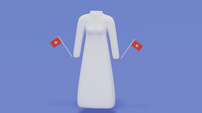 Vietnamese Traditional Dress Ao Dai 3D model