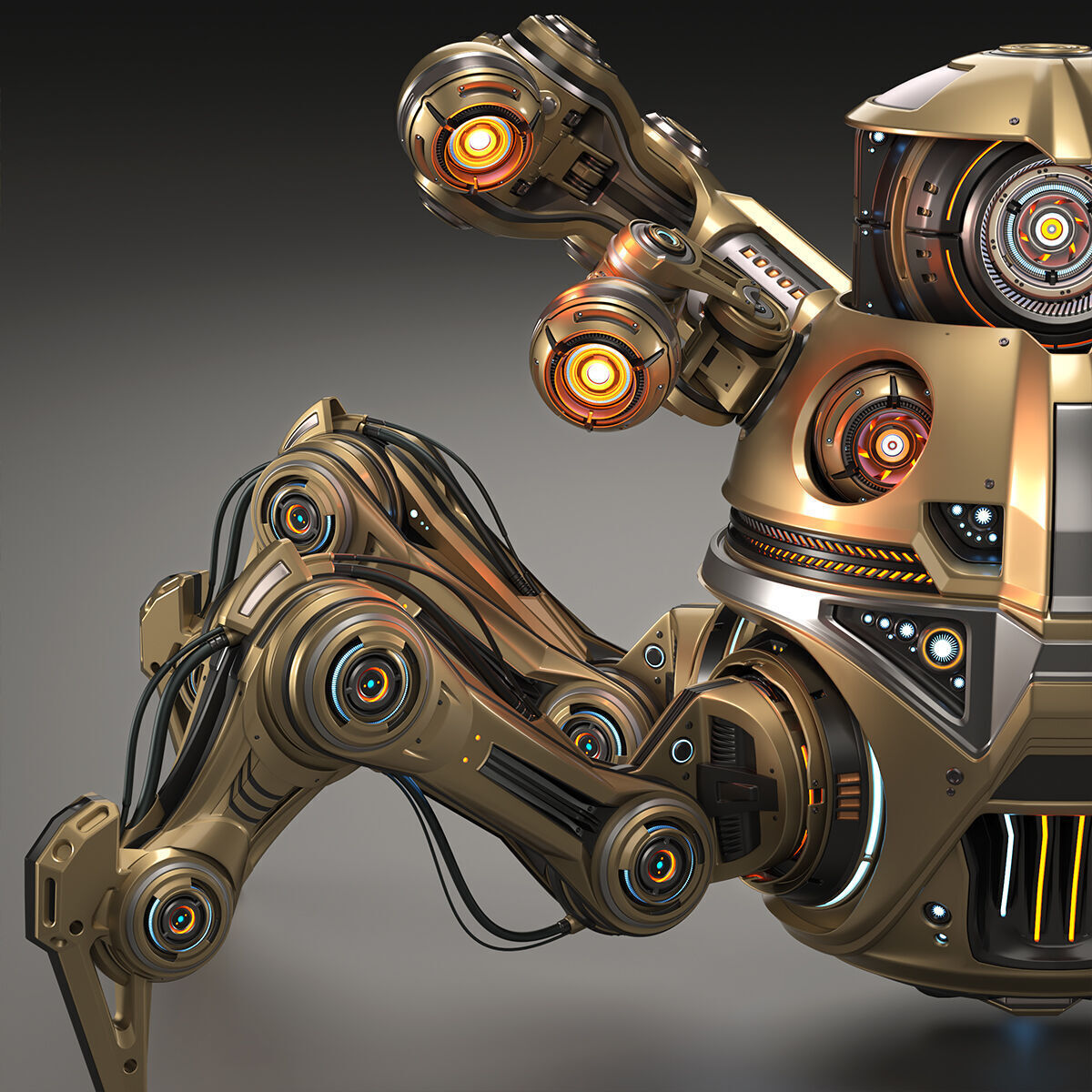 Spider Robot Advanced - Rigged and Animated 3D model_18