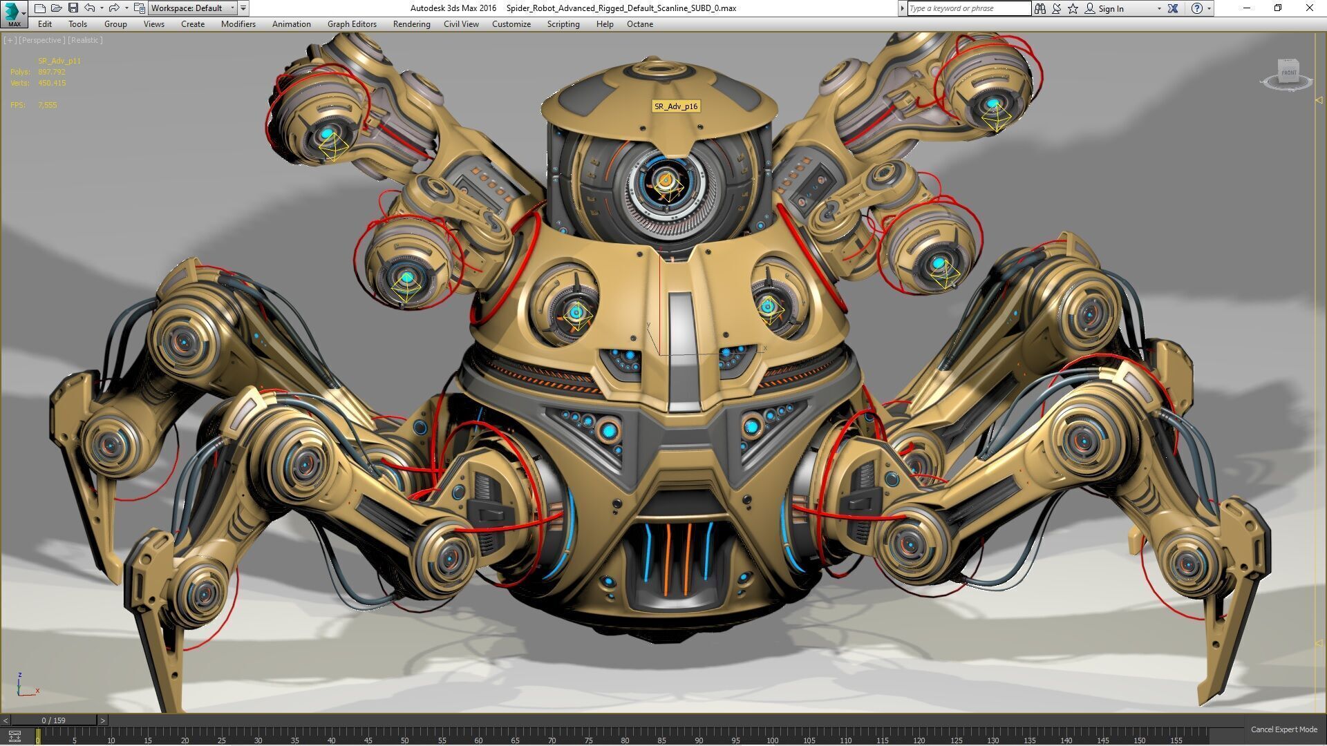 Spider Robot Advanced - Rigged and Animated 3D model_7