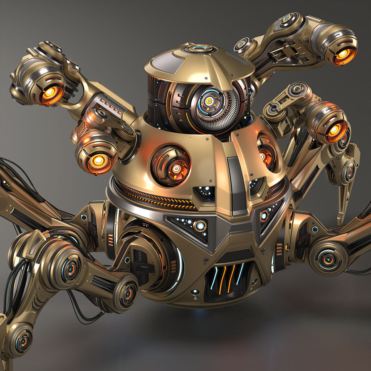 Spider Robot Advanced - Rigged and Animated 3D model_8