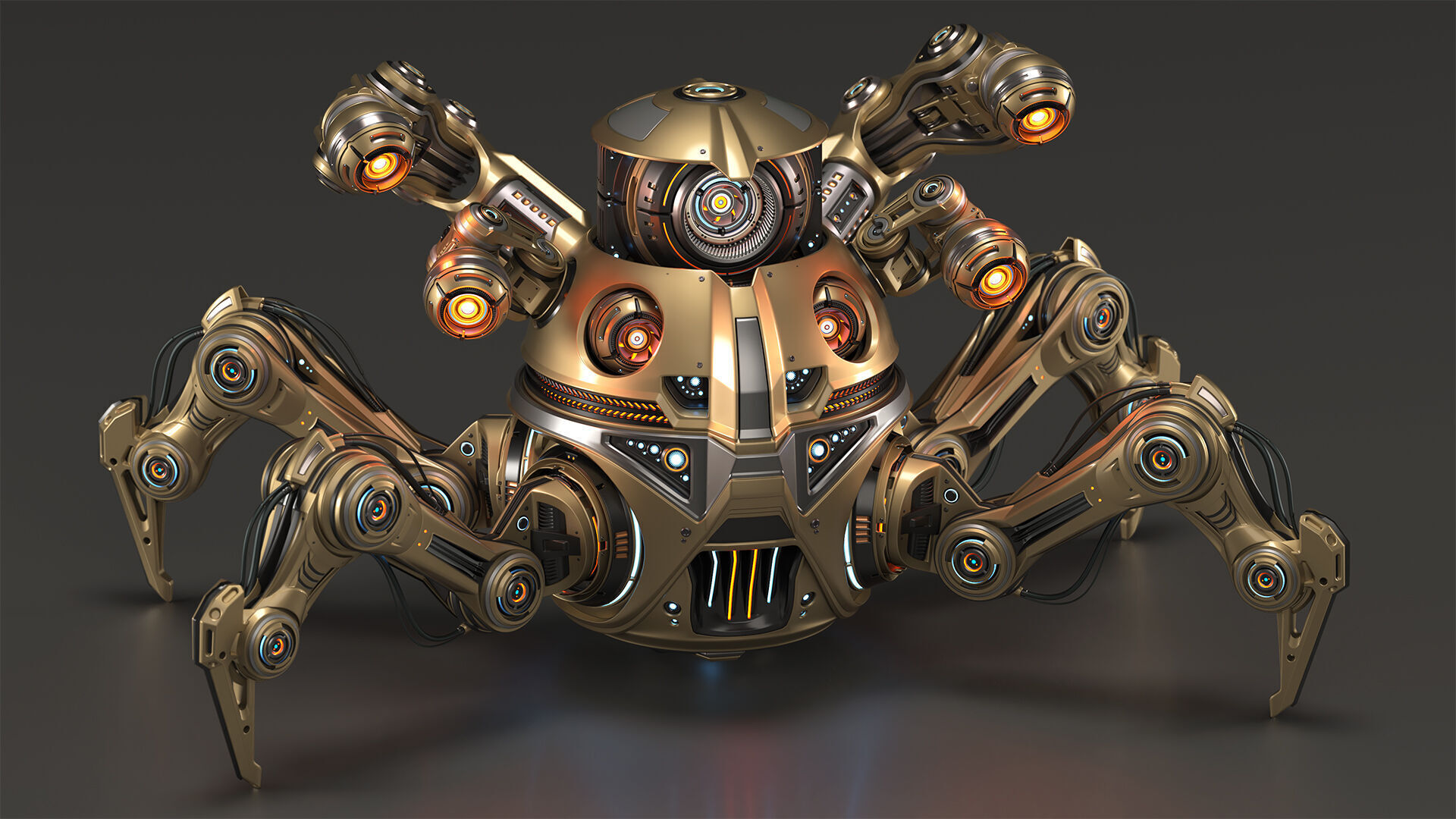 Spider Robot Advanced - Rigged and Animated 3D model_1