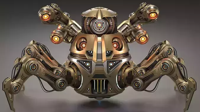 Spider Robot Advanced - Rigged and Animated 3D model