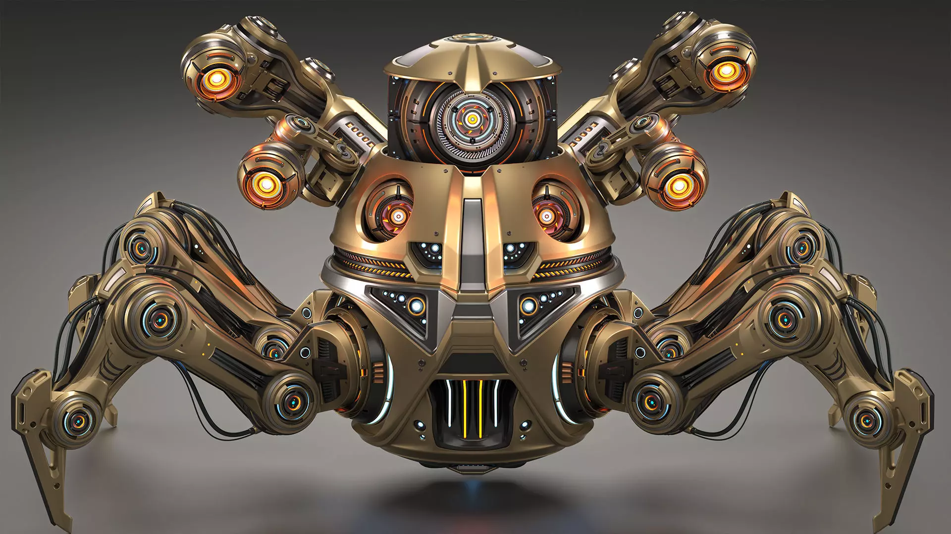 Spider Robot Advanced - Rigged and Animated 3D model_0