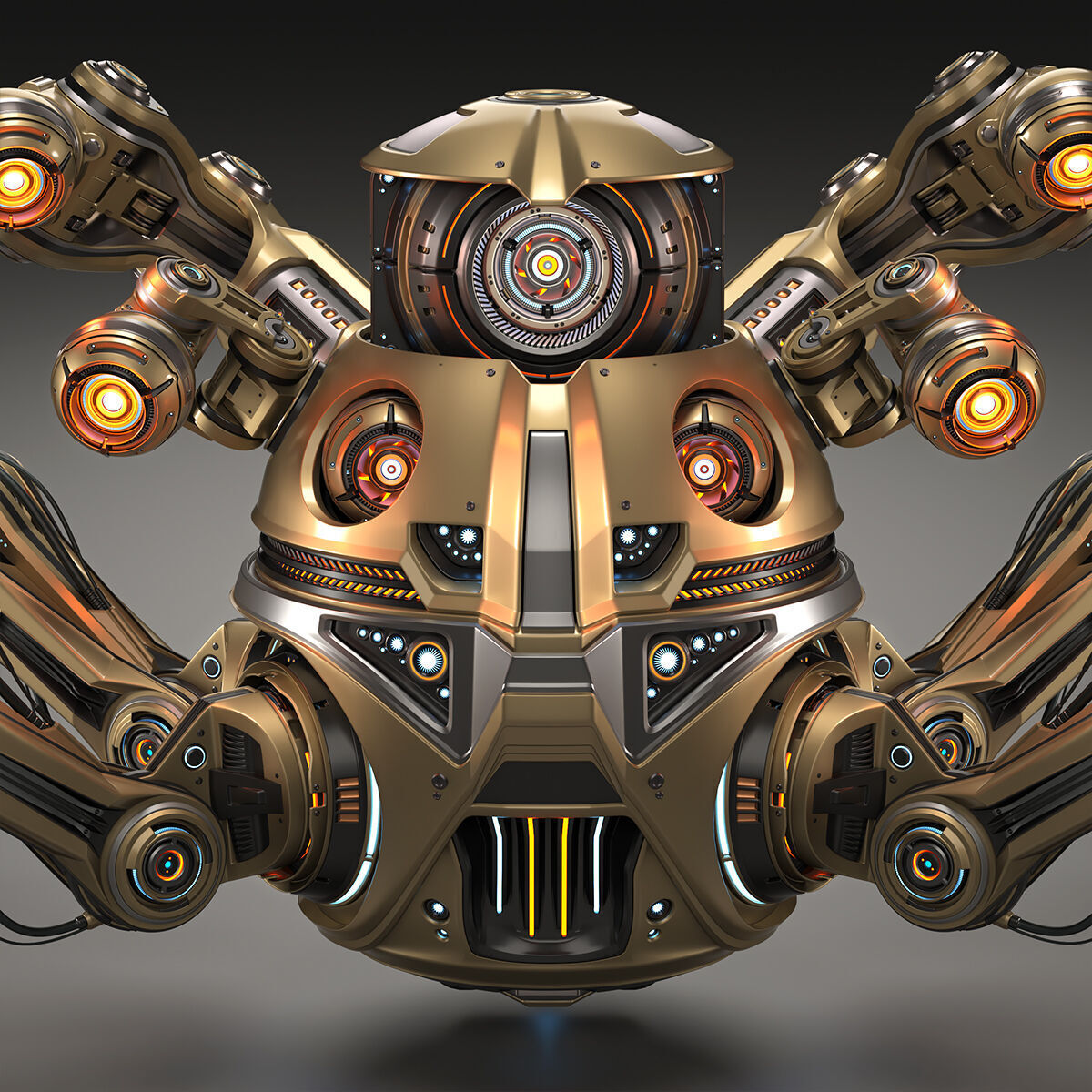 Spider Robot Advanced - Rigged and Animated 3D model_16