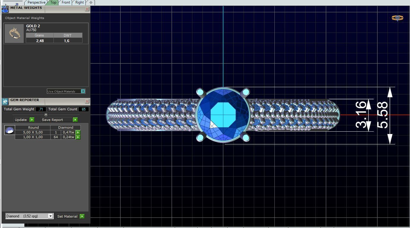 Gold Engagement Ring Round Diamond 3D Model Print Ready 3D print model_7