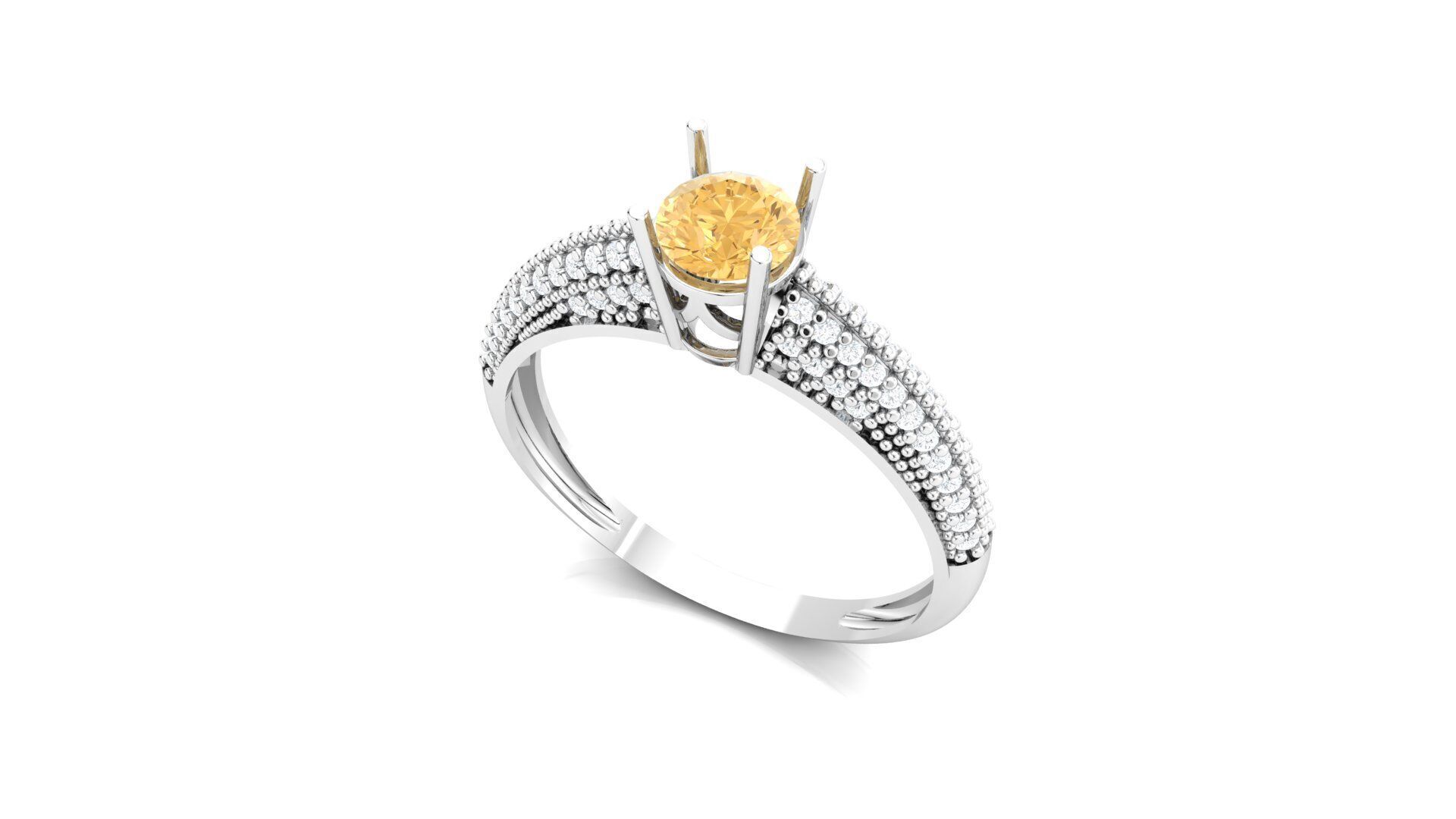 Gold Engagement Ring Round Diamond 3D Model Print Ready 3D print model_3
