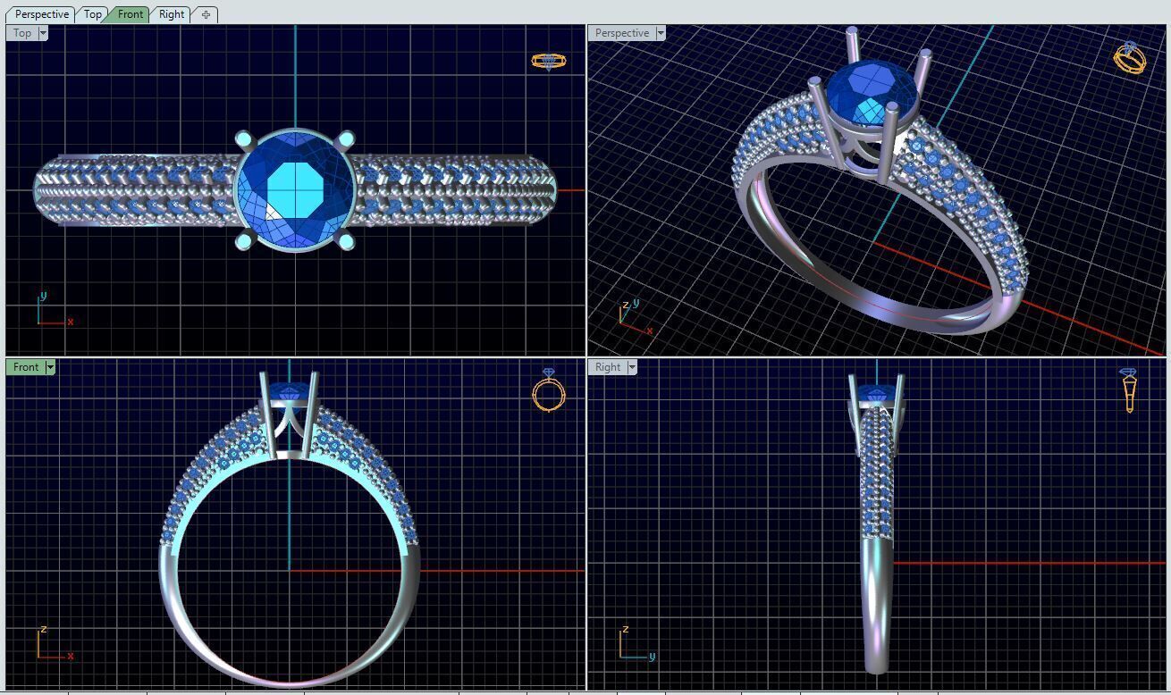 Gold Engagement Ring Round Diamond 3D Model Print Ready 3D print model_8