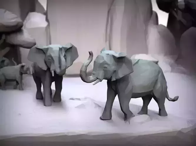 Elephant - Low poly 3D print model