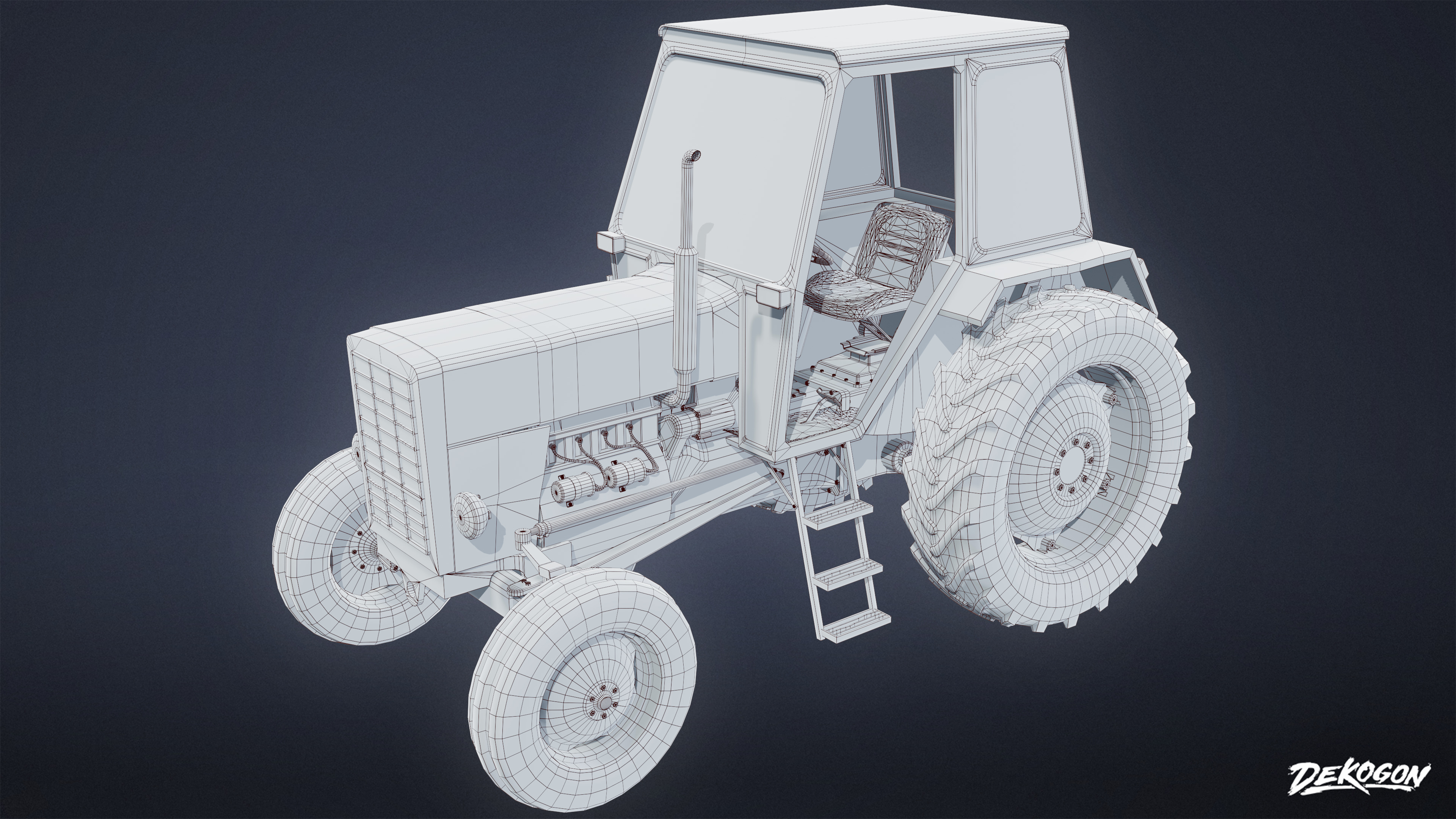 VEHICLES - Tractor 01 - LOW POLY Low-poly 3D model_9