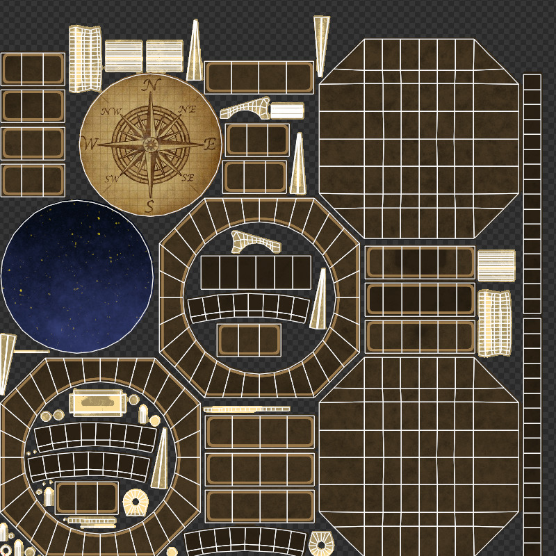 Pirate props collection Low-poly 3D model_13