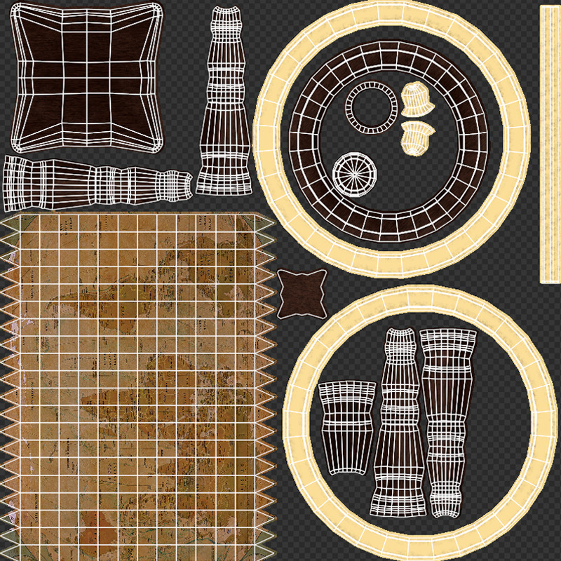 Pirate props collection Low-poly 3D model_9