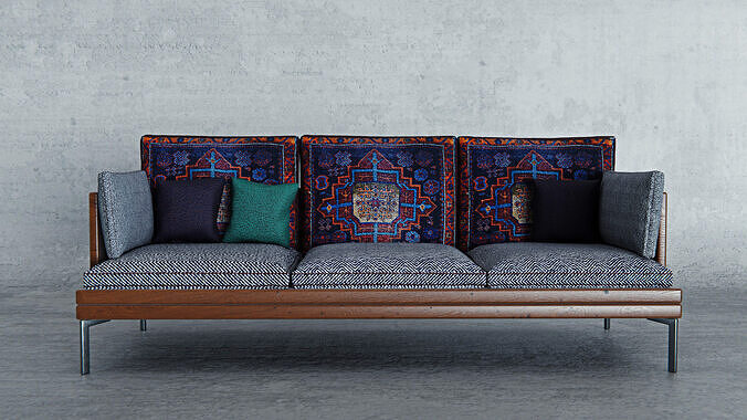 Neoclassical Sofa Low-poly 3D model